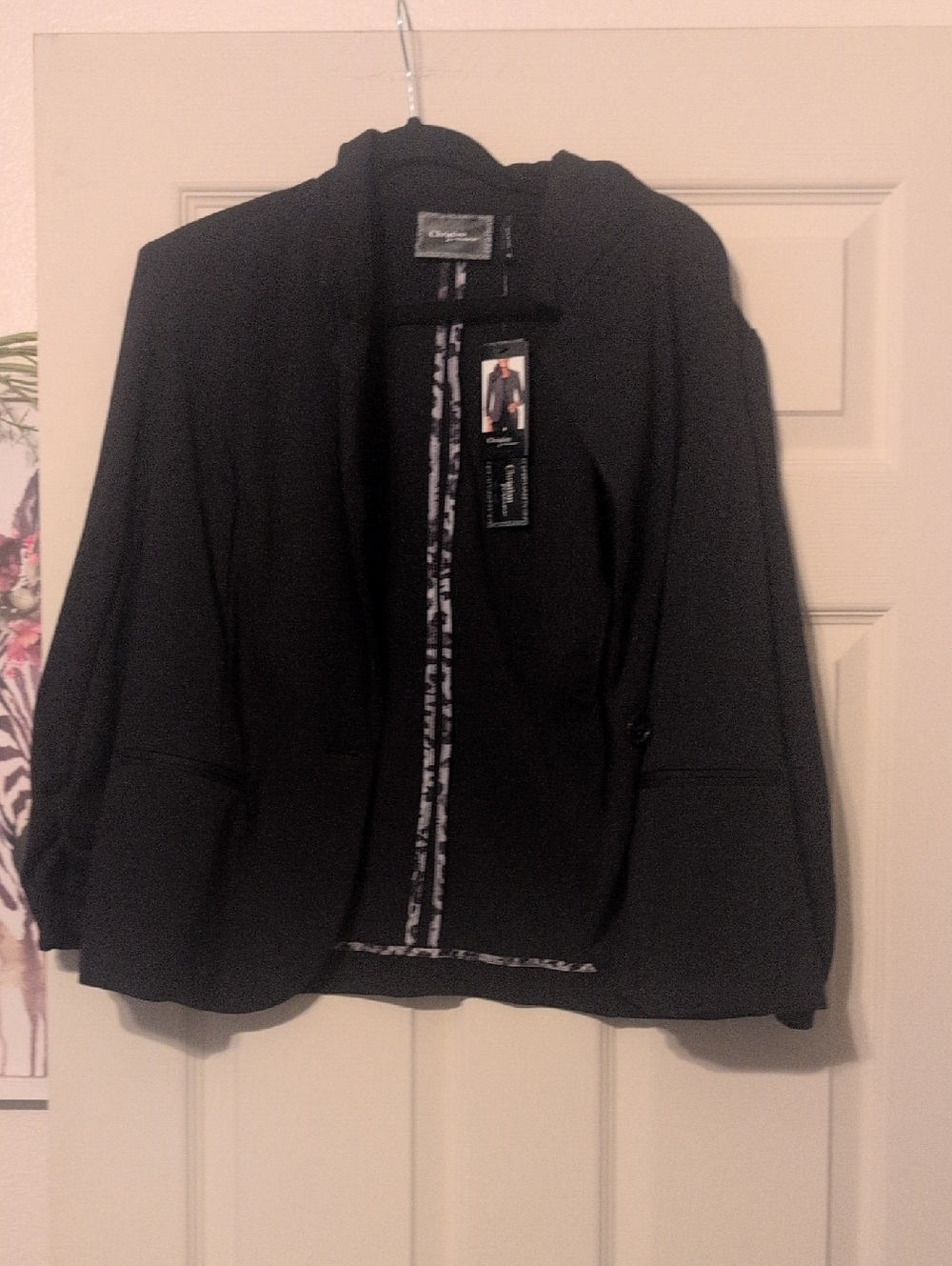 Christian Seriano Black Open-Front Blazer with Subtle Trim